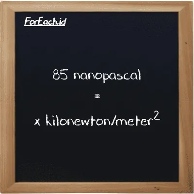 Example nanopascal to kilonewton/meter<sup>2</sup> conversion (85 nPa to kN/m<sup>2</sup>)